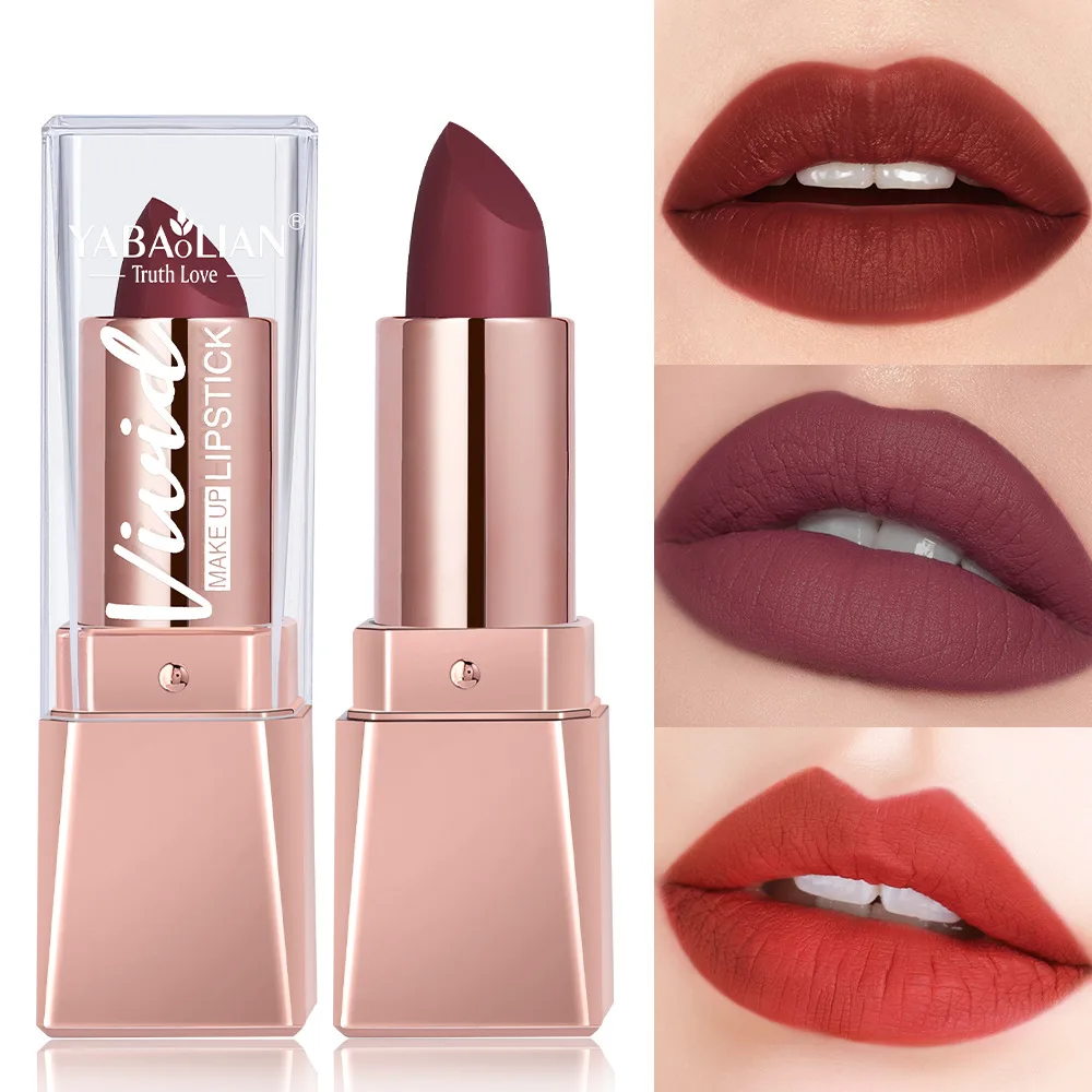 Brick Red Velvet Matte Lipstick Long Lasting Hydrating Non-Smudge Creamy Lip Color Makeup Gift for Women