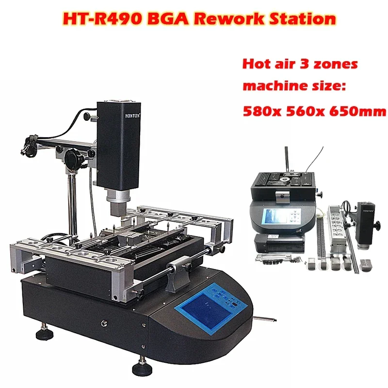 LYBGA HONTON HT-R490 الهواء الساخن 3 مناطق بغا محطة إعادة العمل رقاقة بغا rebيعادل آلة لحام لإصلاح الكمبيوتر المحمول