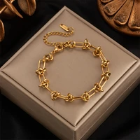 DIEYURO 316L Stainless Steel Gold Silver Color Twist Knot Necklace Bracelets For Womens Girl New Fashion Non-fading Jewelry Set 5