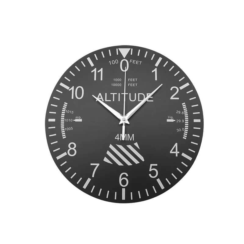 

-AT37 Altimeter Wall Clock Tracking Pilot Air Plane Altitude Measurement Modern Wall Watch Classic Instrument Home Decor