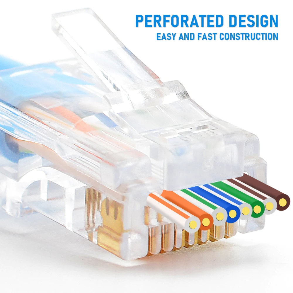 20 PCS/50 PCS RJ45 ตัวเชื่อมต่อ cat5 cate5 cat6 ผ่าน CRIMP 8P8C Modular Plug สําหรับ Solid Stranded LAN สายเคเบิลเครือข่าย