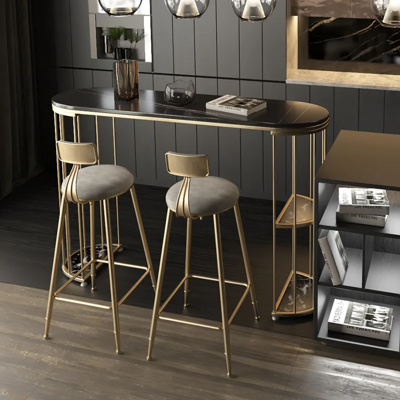 Nordic rock slab bar table household partition living room light luxury simple milk tea shop table and chair balcony