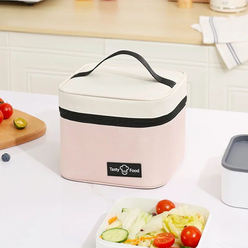 2025 Dopamine Small Square Meal Bag Fashionable Bento Bag Outdoor Picnic Office Worker with Rice Insulation Lunch Bag