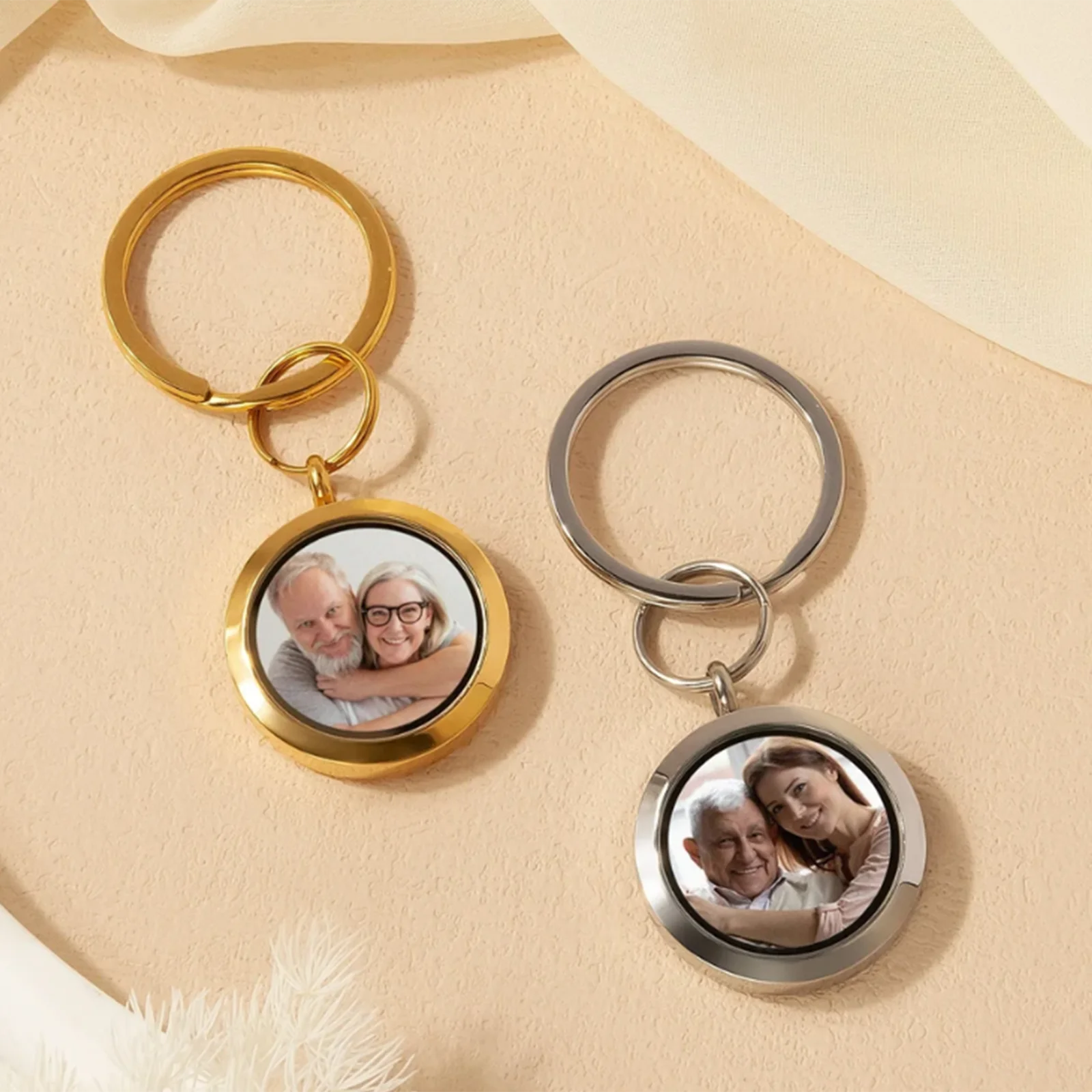 

Personalized Round Urn Keychain Customized Photo/Text Cremation Keyring Stainless Steel Memorial Jewelry Gift Dropshiping
