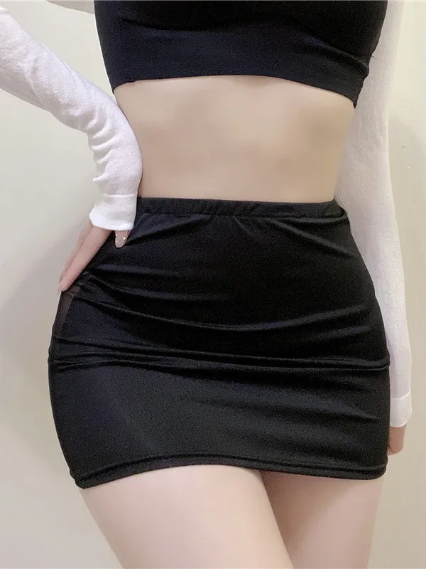 

Milk Silk Mesh Patchwork Transparent Ultra Short Skirt Exposed Buttocks Sexy Thin Yarn Comfort Slim High Strecth Short Skirt FK7