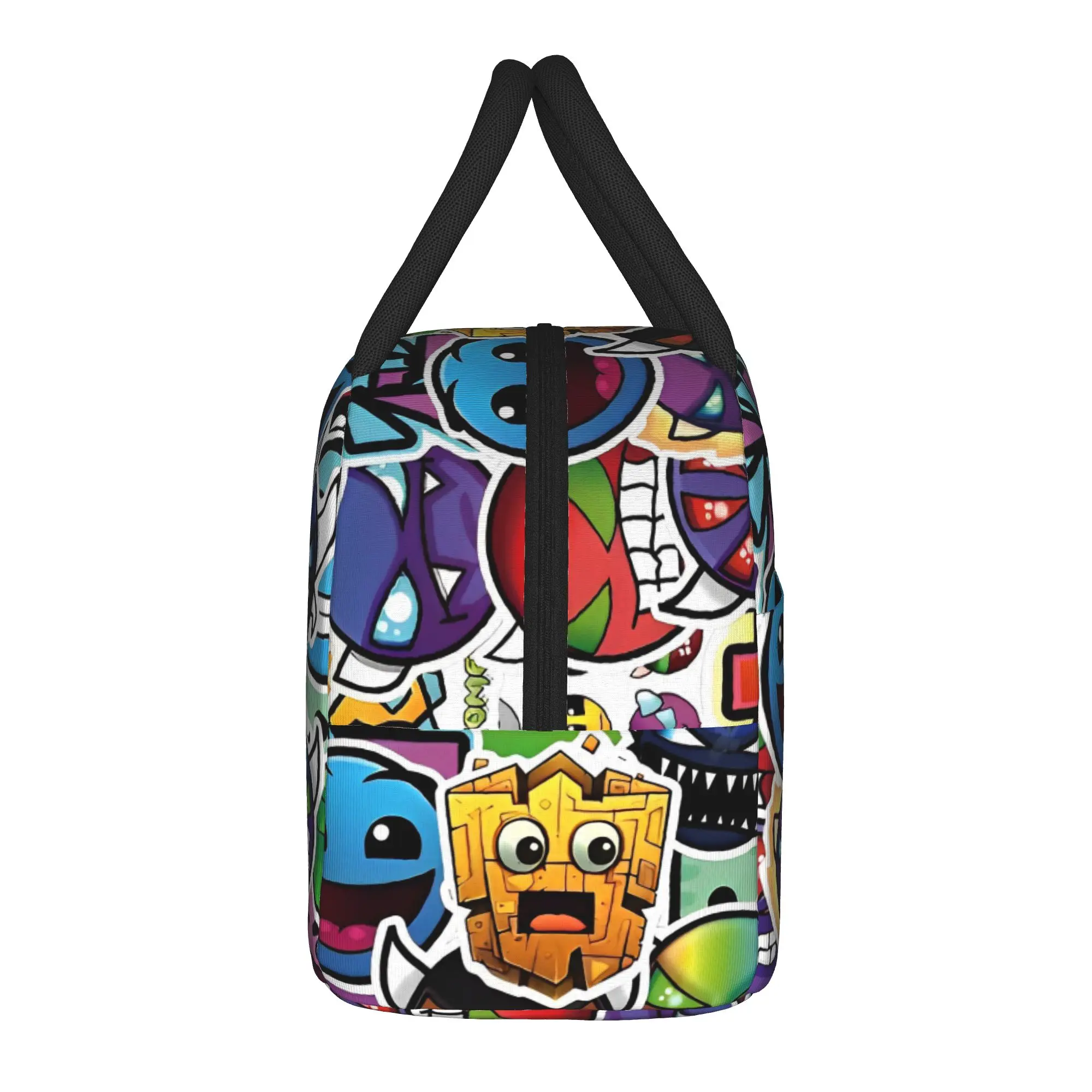 50pcs Geometry Cube Gaming Dash Insulated Lunch Bags Thermal Bag Reusable,Lunch Container  High Capacity Tote Lunch Box