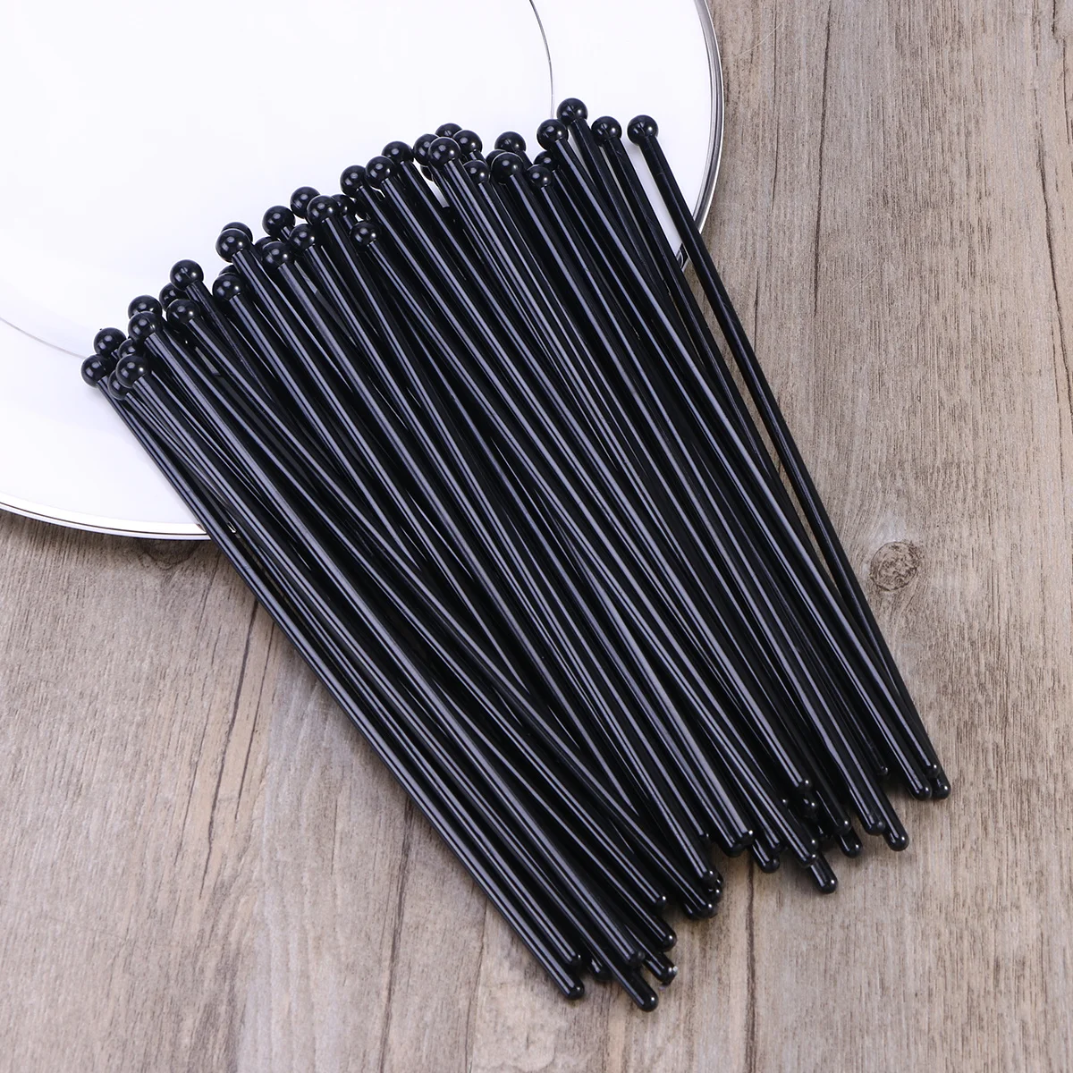 

50Pcs Acrylic Swizzle Sticks Black Reusable Beverage Stirrers for Coffee Juice Wine Cocktail Decoration Bar Dorm Restaurant
