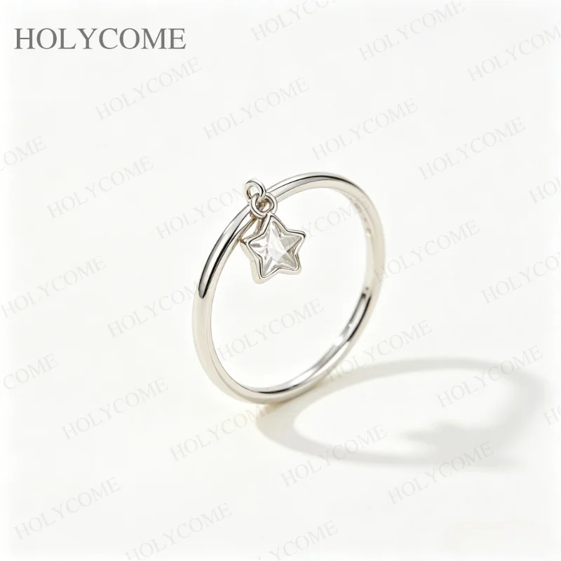 925 Sterling Silver Trendy Small Star Pendant Rings Swing Zirconia Stackable Finger For Women Anniversary Fine Jewelry Gift