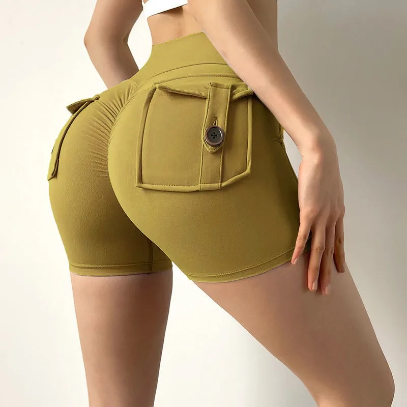 السيدات اليوغا السراويل عارضة أزياء ضئيلة أنيقة مزاجه الاتجاه بلون أزرار جيب عالية الخصر نحيل Sweatpants مستقيم #4