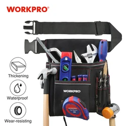 Workpro bolsa de ferramentas com cinto, multifuncional, à prova d'água, bolsa de ferramentas para chave, martelo, chave de fenda, kit de armazenamento resistente ao desgaste