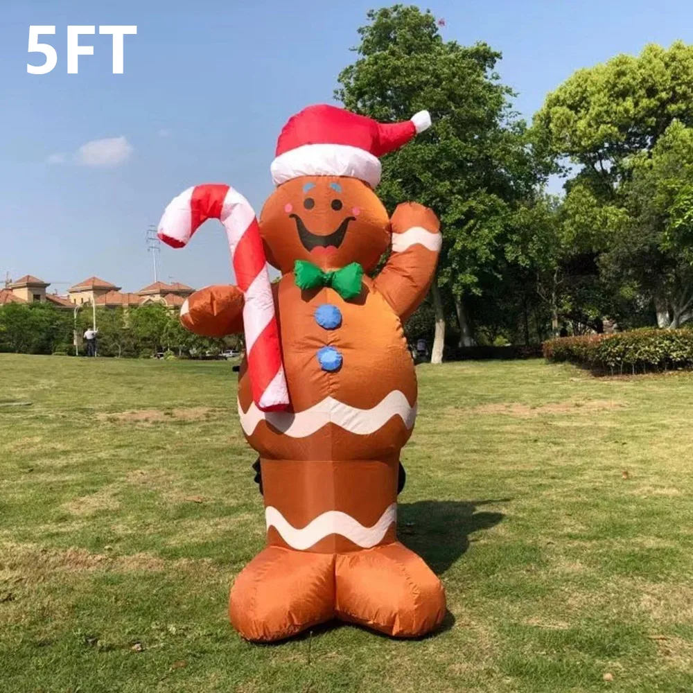 5FT Air Model Christmas Garden Decoration,1.6m Gingerbread Man, Inflatable Model, Christmas Inflatable Products, Lighting Props