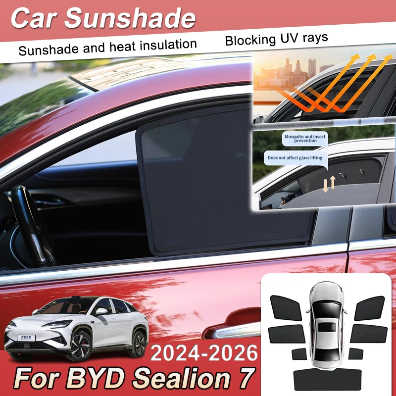

Магнитная сетчатая солнцезащитная шторка для BYD Sealion 7 2025 2024 2026: Аксессуары, защита от солнца, УФ-защита для автомобильных окон и лобового стекла