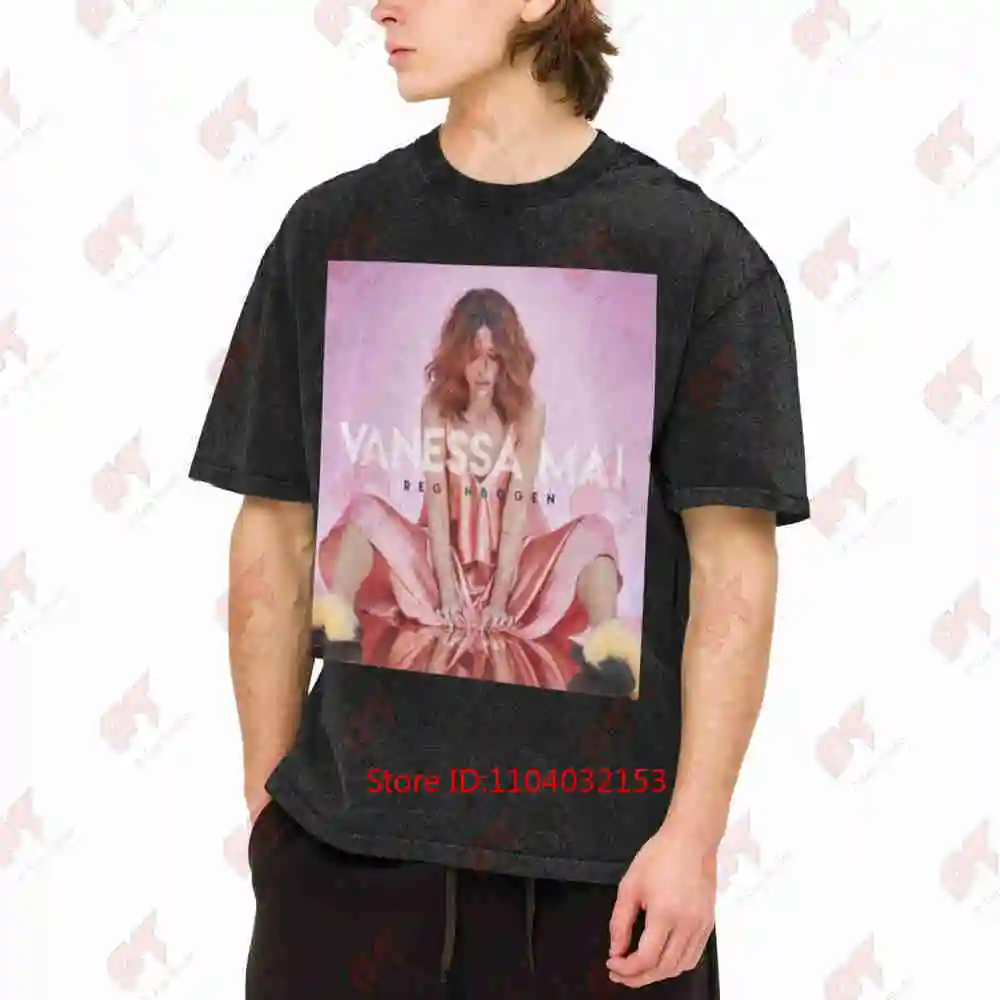 Vanessa Mai Regenbogen Album Cover Vintage Washed Tee Pure Cotton T-Shirt