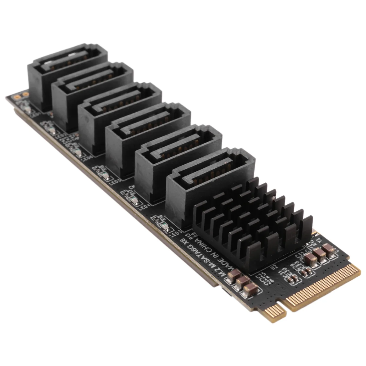 عرض ساخن بطاقة M.2 MKEY PCI-E Riser M.2 NVME إلى SATA3.0 PCIE إلى بطاقة توسيع SATA 6Gpbsx6-Port ASM1166