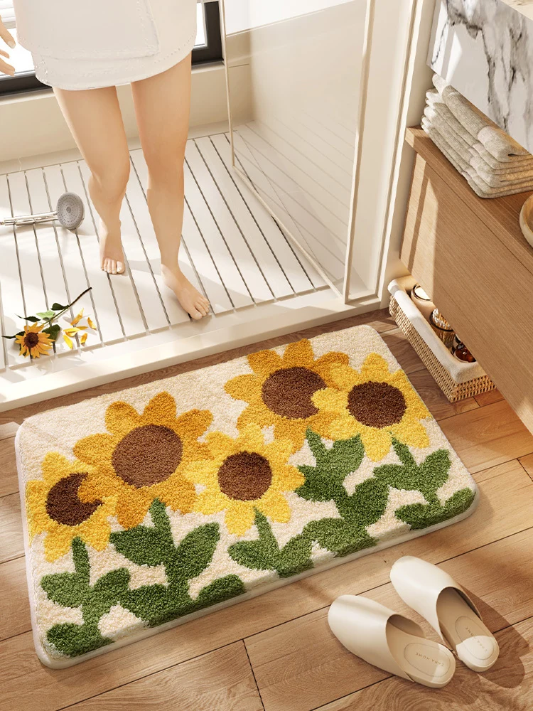 

Thiened Anti-Slip Batoom Mat Kitchen Door Entrance Rug Water Absorbent Suower Design Home Decorative Floor Mat