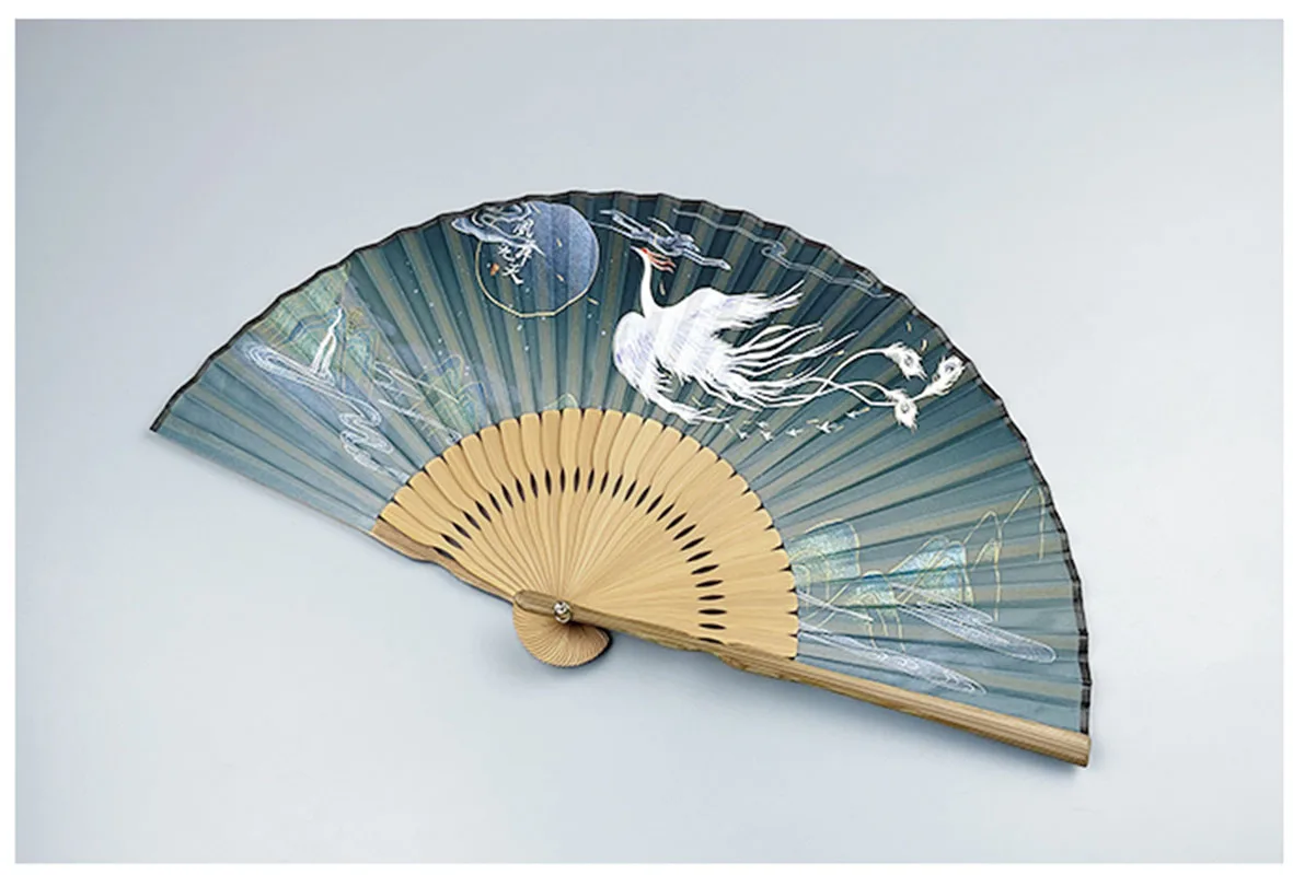 

Folding Fan Summer Cool Bamboo Fan China Phoenix Silk Convenient Opening and Capping Hand Fan Women Dance Lovers Fan Decoration