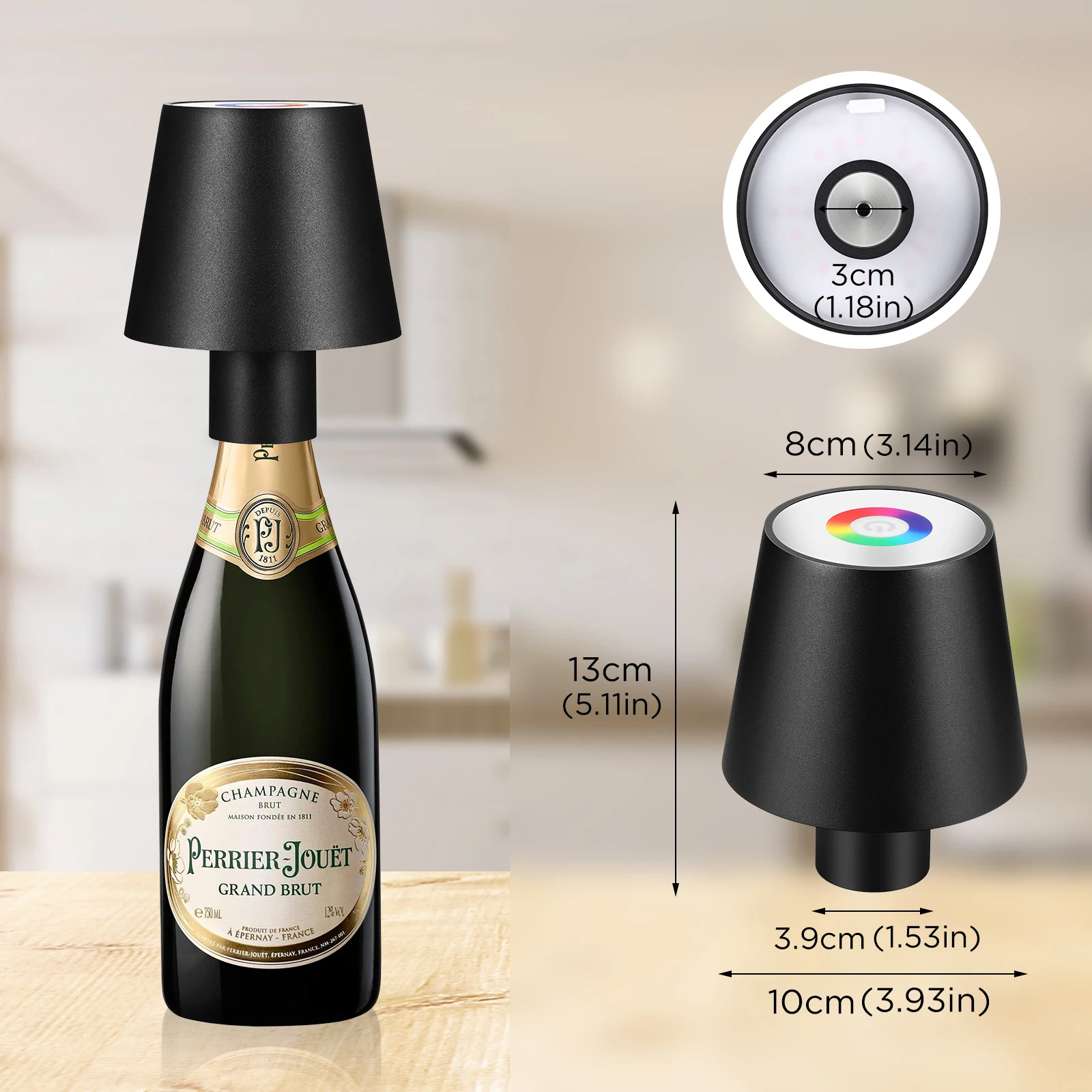 Lámpara LED para botella de vino, luz nocturna de Metal inalámbrica portátil con atenuación táctil, recargable por USB, decoración de comedor