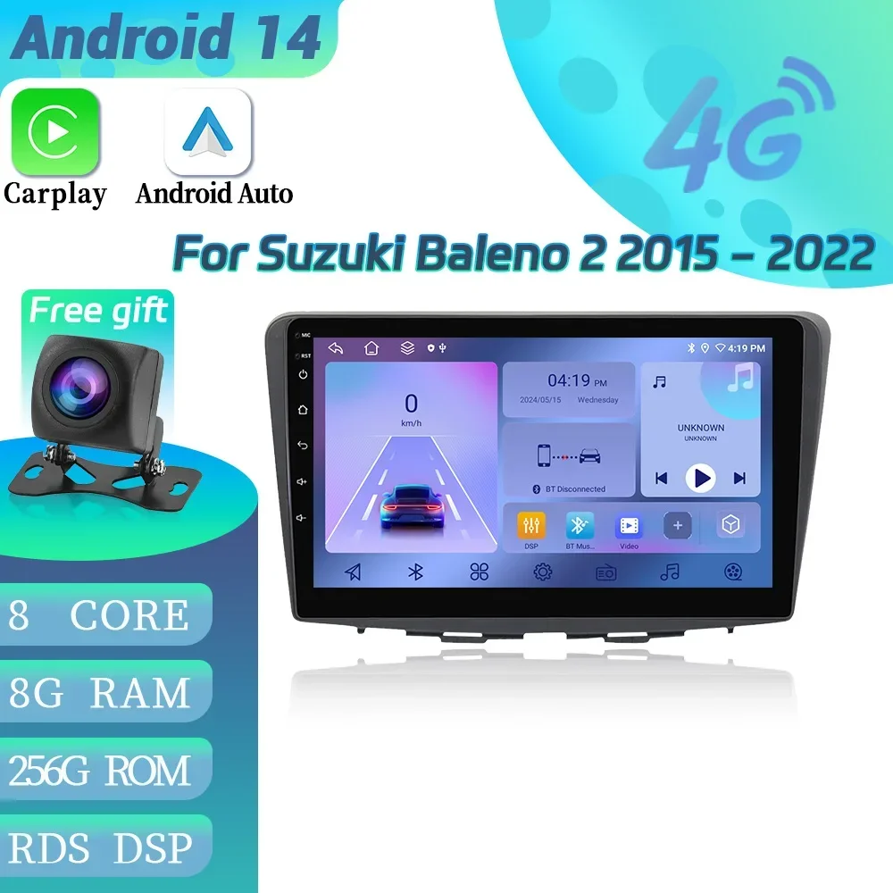 

Android 14 For Suzuki Baleno 2 2015-2022 Car Radio Multimedia Video 4G GPS Wireless Bluetooth BT Carplay Touch Screen Navigation