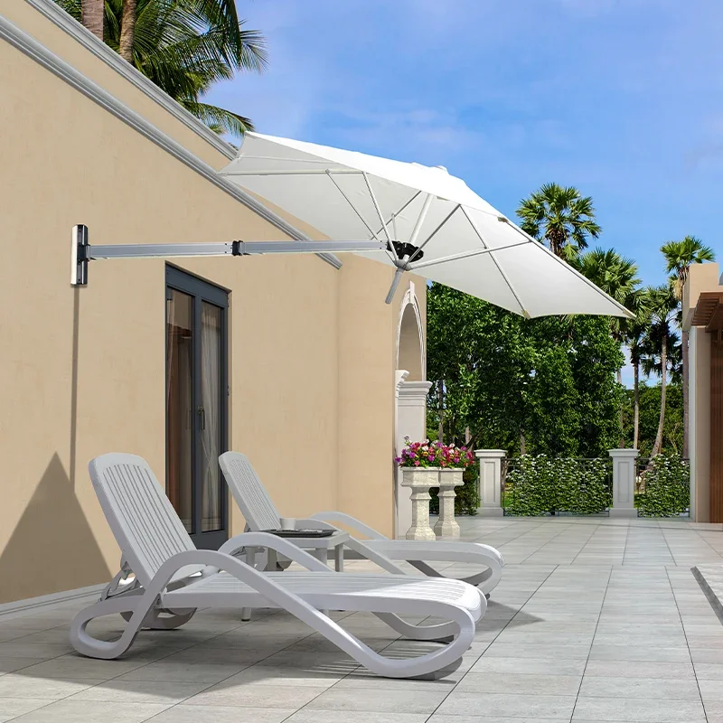 

Мебельный зонт со светодиодной подсветкой. Расширенный настенный зонт. Новый дизайн в форме солнца для патио. Выдвижной настенный зонт.