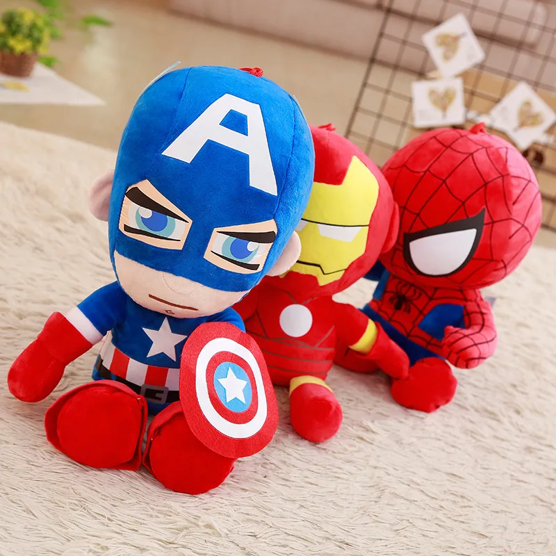Peluche de Spiderman de 25 cm de Marvel Avengers, Juguete de Peluche Suave del Capitán América, Iron Man, Muñeco de Héroes para Niños, Regalo de San Valentín, Película