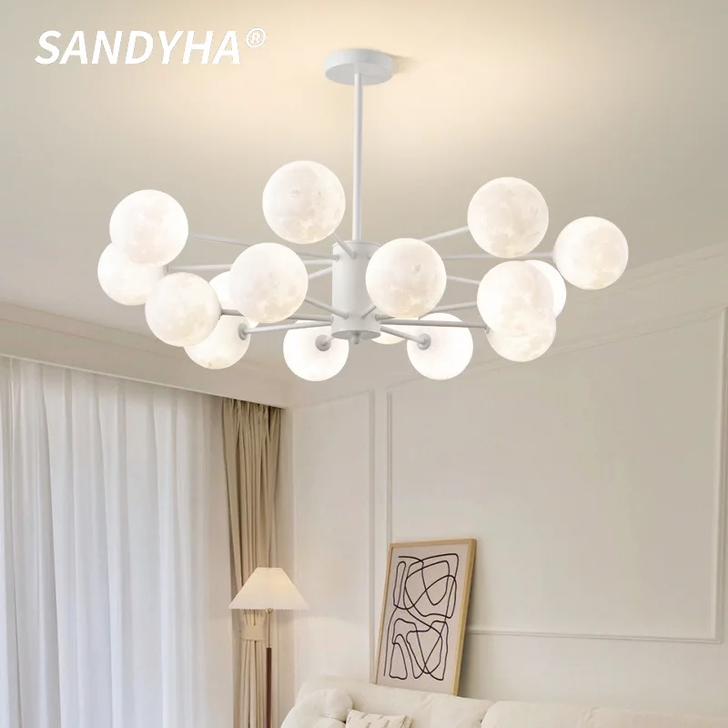 

Nordic Minimalist Living Room Chandelier with Modern Lunar Lampshade Design Suitable For Restaurant Bedrooms Interior Chandelier