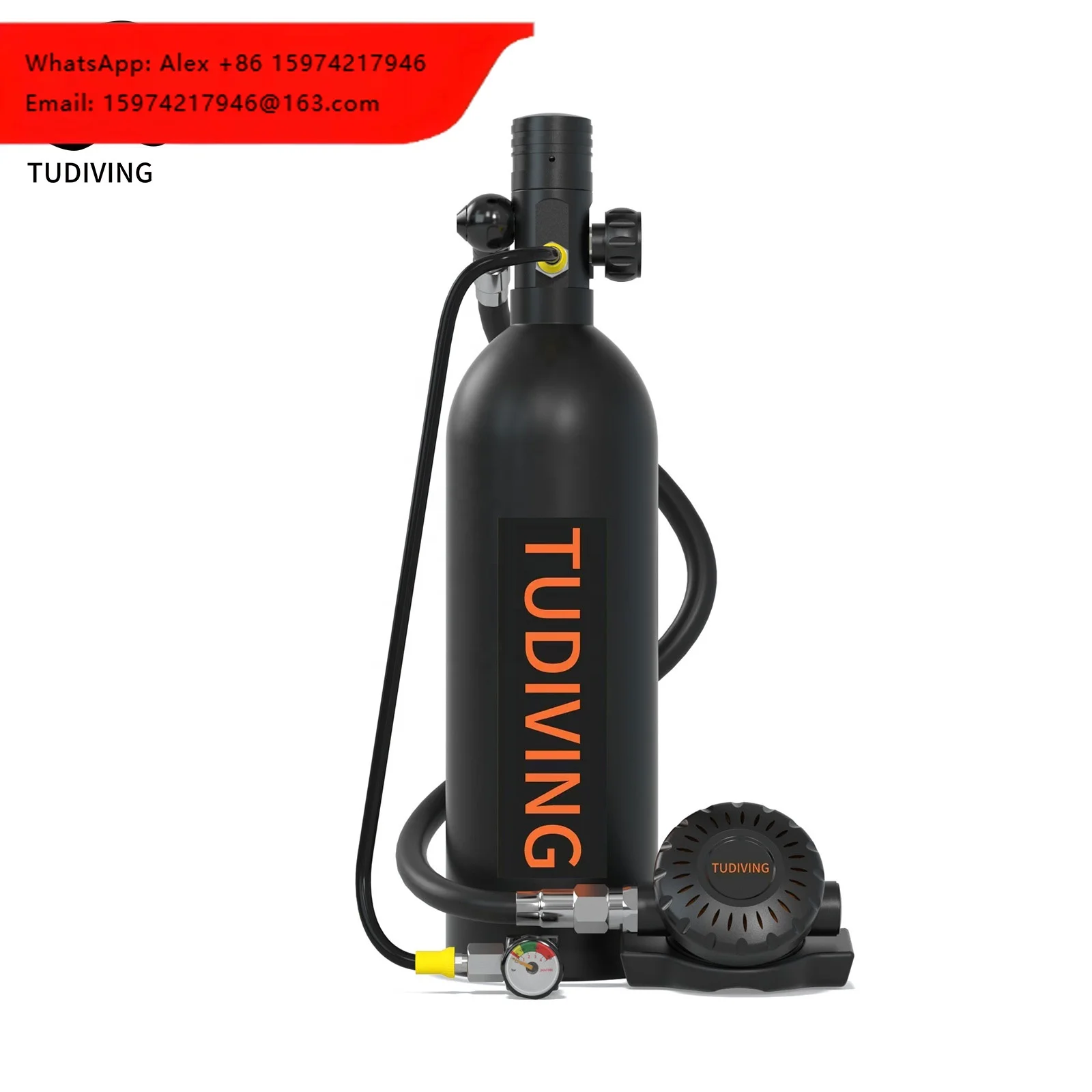 TUDIVING OEM ODM 1L Safety 15-25Min Comfortable Freediving Breath Gas Cylinder Aluminum Swimming Scuba Diving Equipment Air Tank