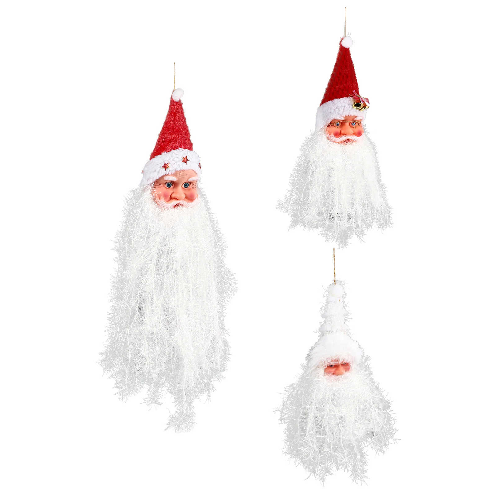 

3Pcs Santa Claus Beard Pendant Christmas Tree Adornment Exquisite Xmas Decor Gift for Friends Home Party Hanging Prop