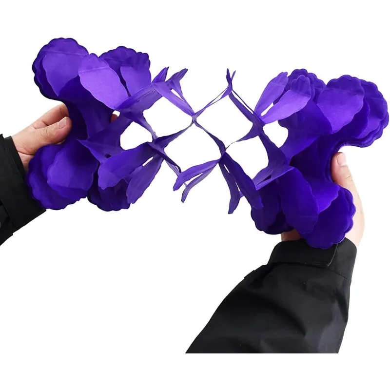 12PCS Four Leaf Clover Paper Garland 120ft Lavender Purple White Party Streamers Tissue Flower Reusable Wedding Party Backdrop