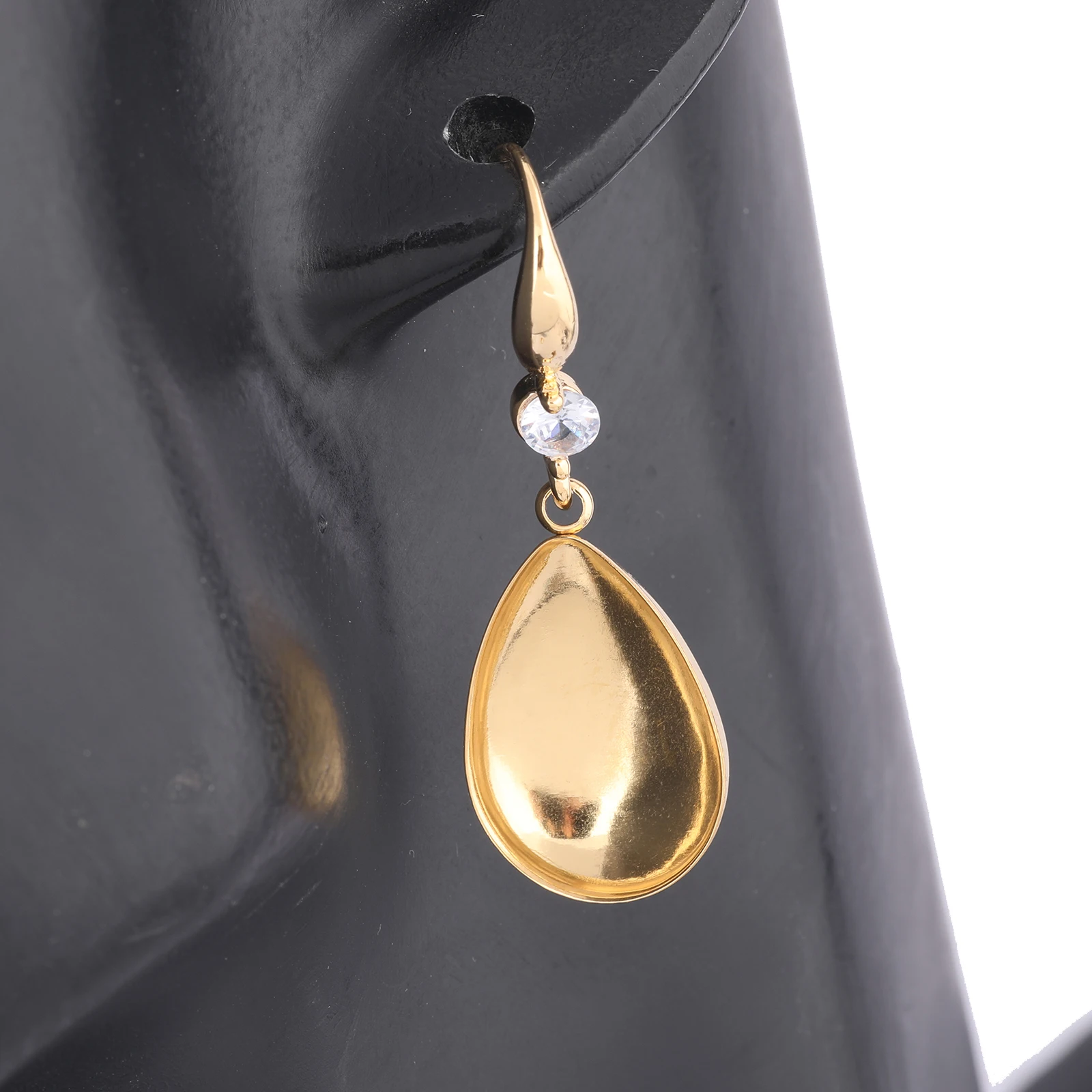 6pcs Gold Plated Stainless Steel Earring Base Setting Blanks For 13x18mm Teardrop Stones Diy Rhinestone Earrings Hooks findings image 5