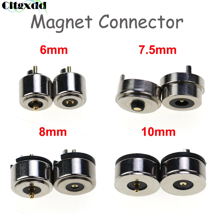 Cltgxdd 1 Paar 6MM 7,5mm 8MM 10MM 2Pin Runde Männlichen Weibliche DC Power Frühling-Geladen magnetische Pogo Pin Lade Stecker – Detail 1