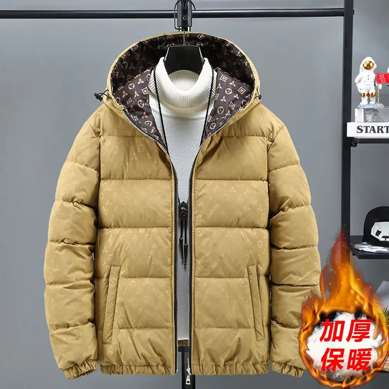 

men's winter new dark flower hooded down cotton-padded clothes thickened warm jacket trendy casual youth padded jacket