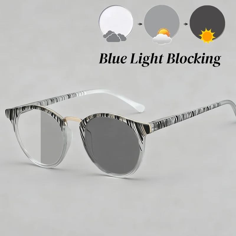

Women Vintage Intelligent Photochromic Glasses Men Blue Light Blocking Glasses Fashion Optical Spectacle Eyeglasses Frames