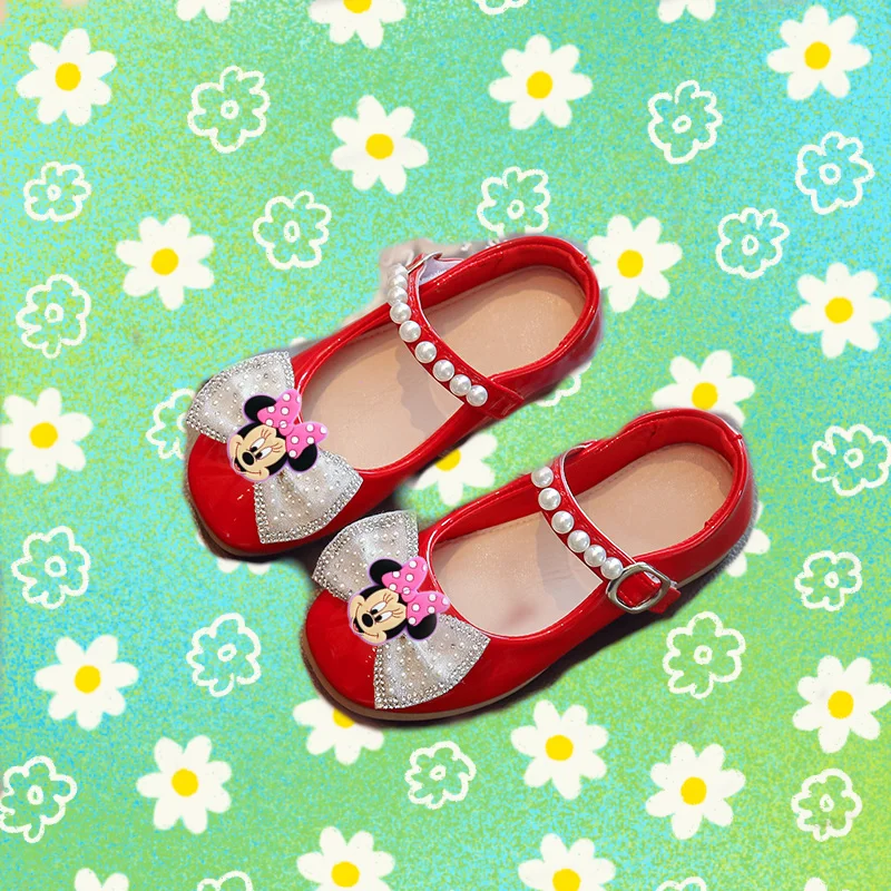 

Летняя повседневная обувь на мягкой подошве с Микки Маусом для девочек, весенне-осенние сандалии с бантом, детская обувь для малышей, танцевальная обувь принцессы для маленьких девочек