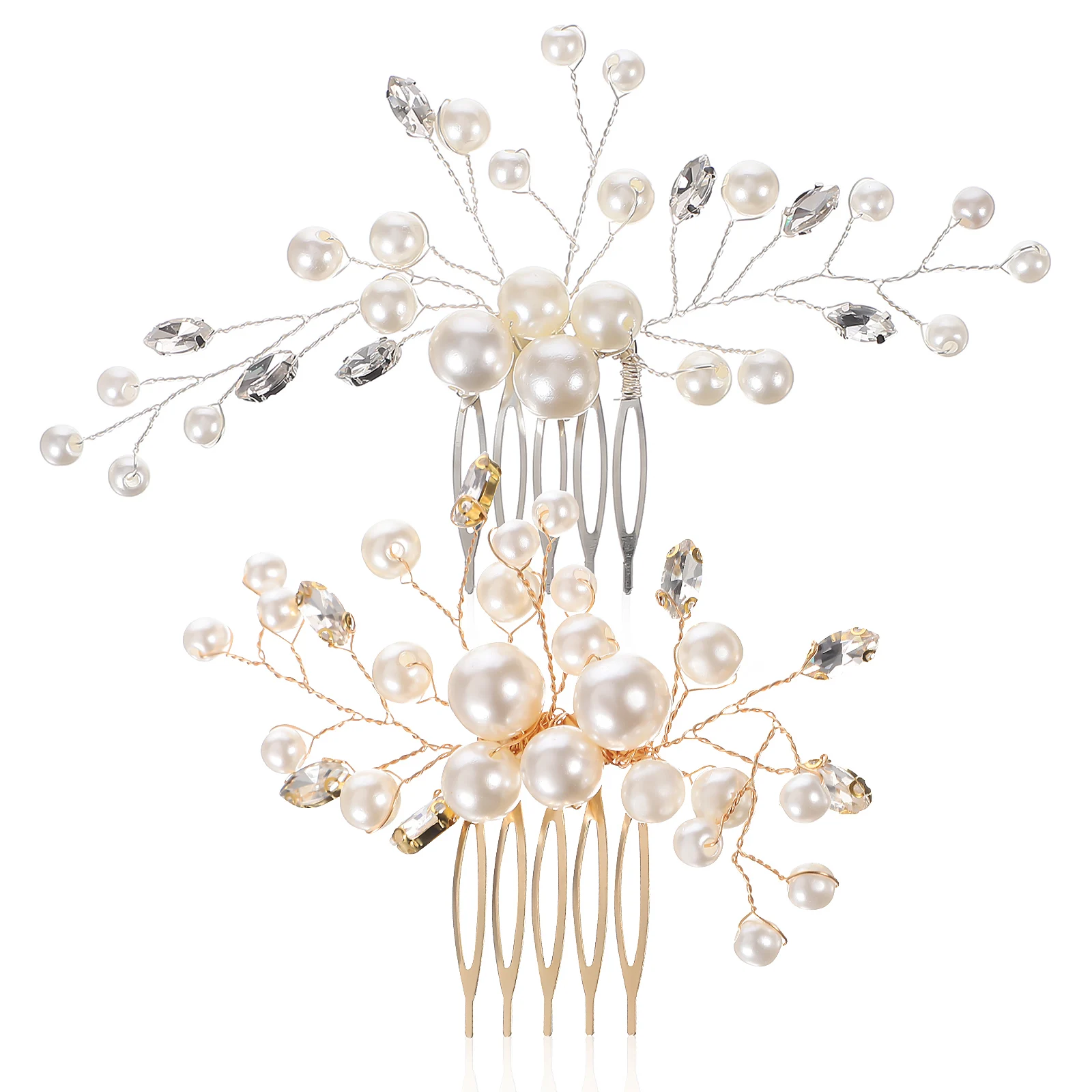 

2pcs Pearl Side Comb Metal Rhinestone Bride Wedding Party Accessories Haircomb Clip For Women Bridal Hair Comb Women