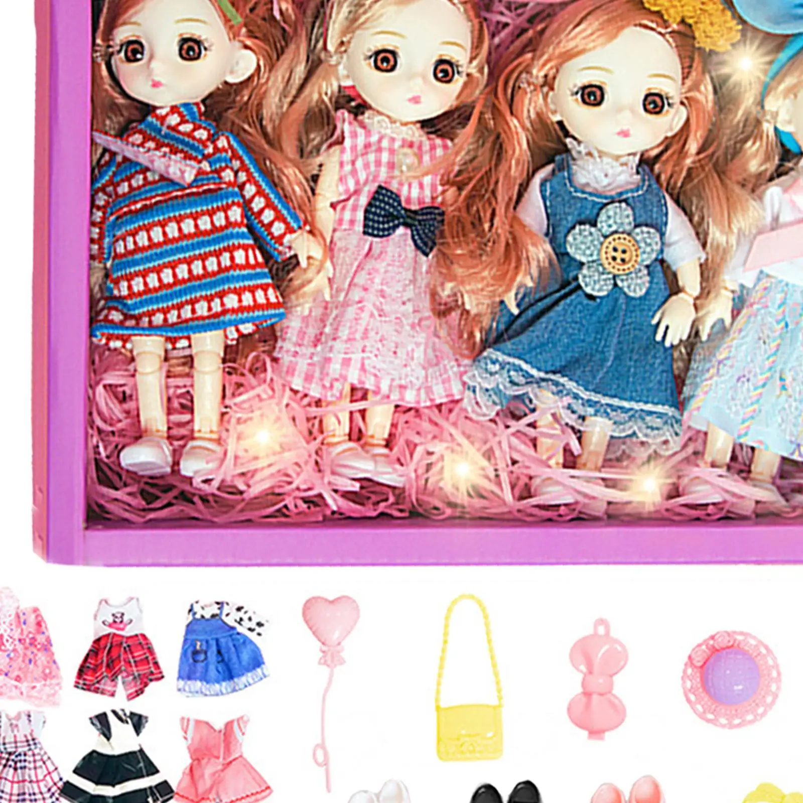 Princess Doll Set Princess Figures with Doll Clothes Pretend Play 15cm/5.91inch Little Dolls Set for Kids Girls Birthday Gift