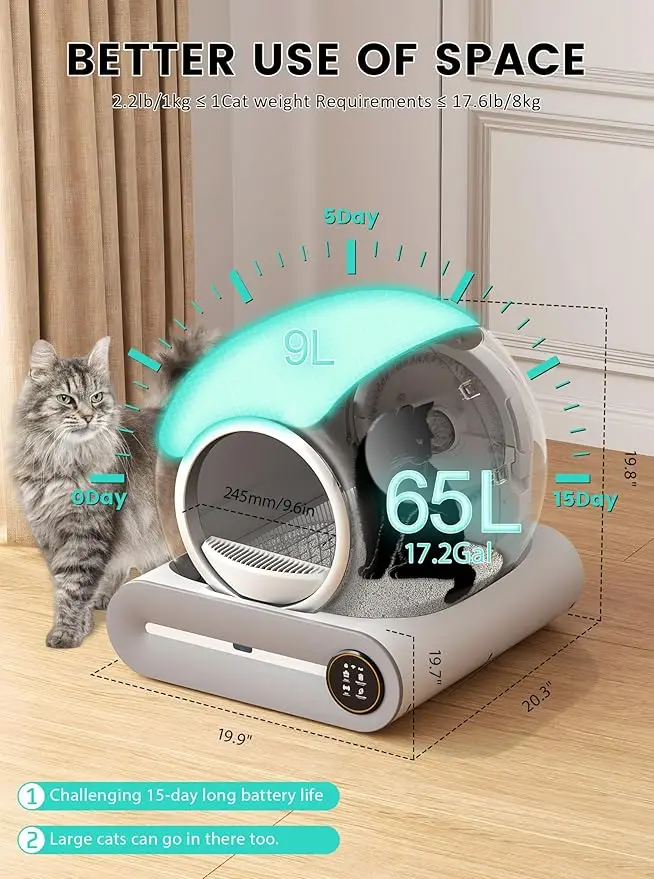 2025 Fully Automatic Electric Basin Smart Cat Litter Box Round Plastic Self-Cleaning Cat Toilet With Easy Clean Feature