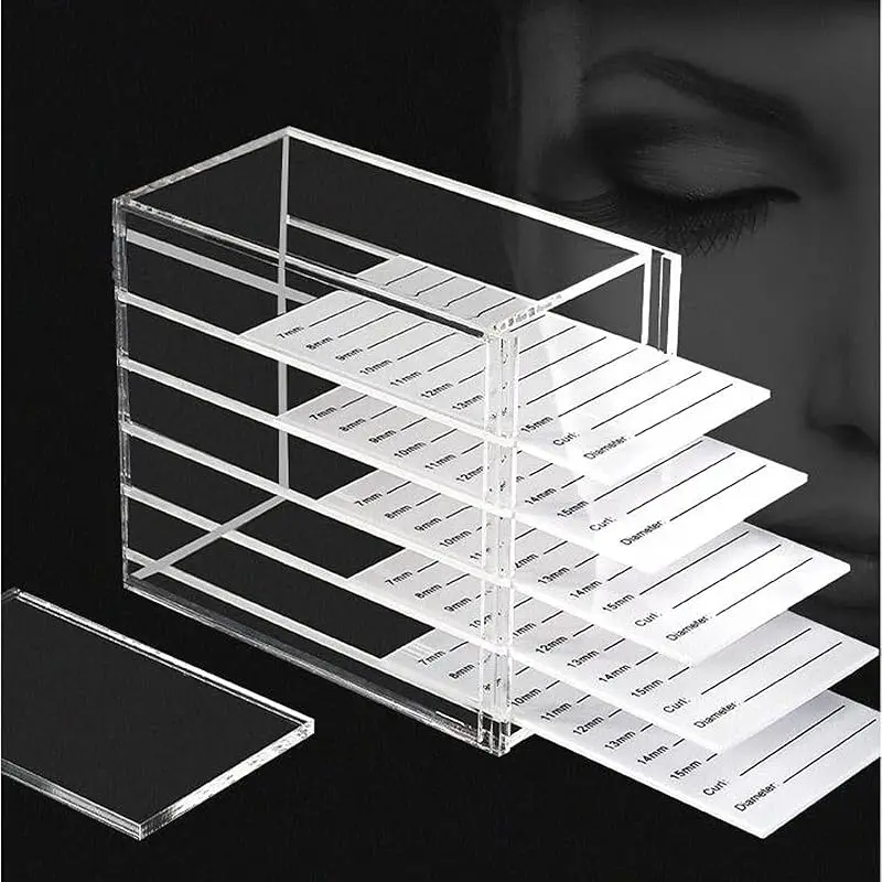 5 strati Clear Eyelash Storage Box acrilico Lash Display Organizer Holder Pallet ciglia finte innesto espositore strumenti