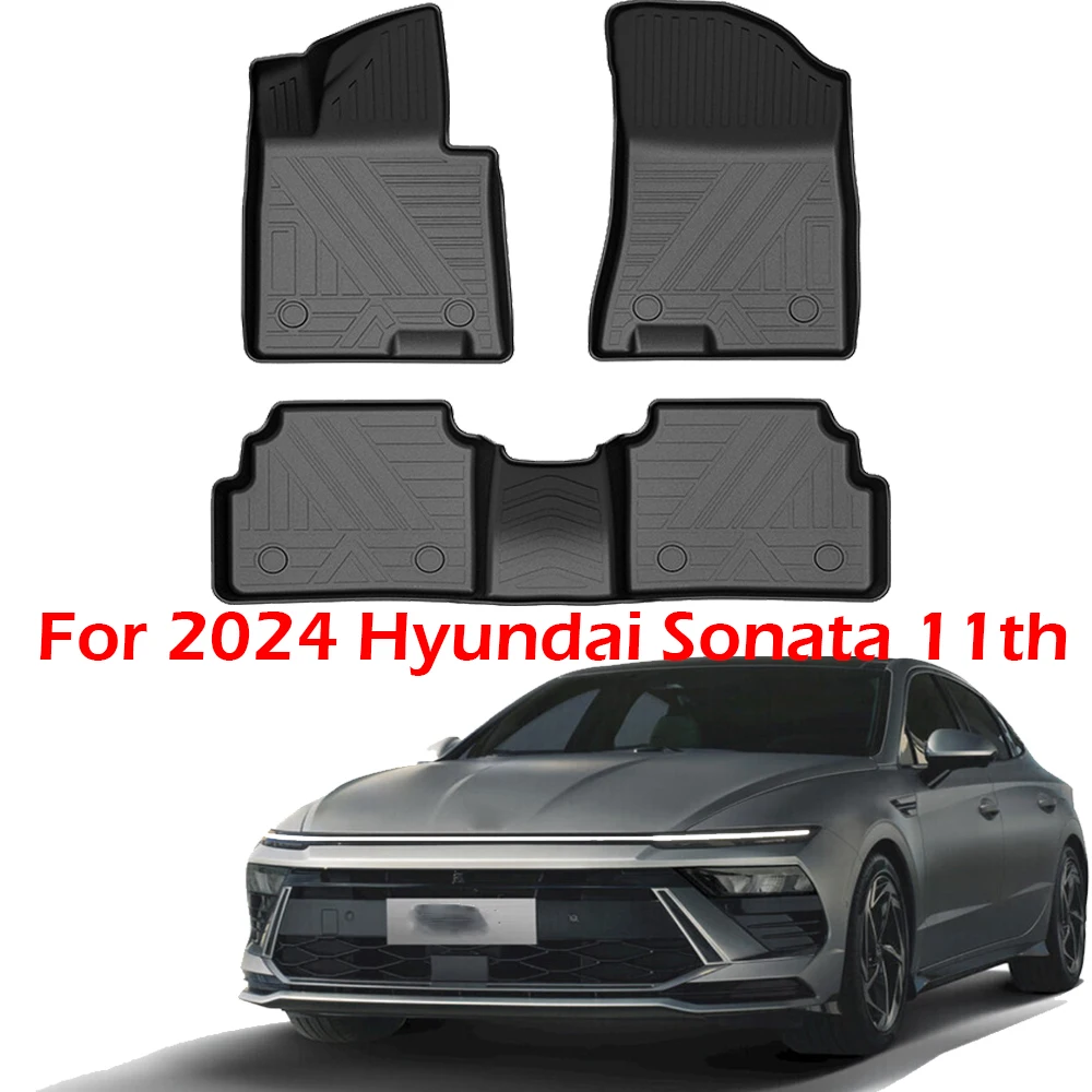 

Car Floor Mats for Hyundai Sonata 11th 2024 All-Weather Waterproof TPE Front Rear Row Heavy Duty Accessories Left Rudder