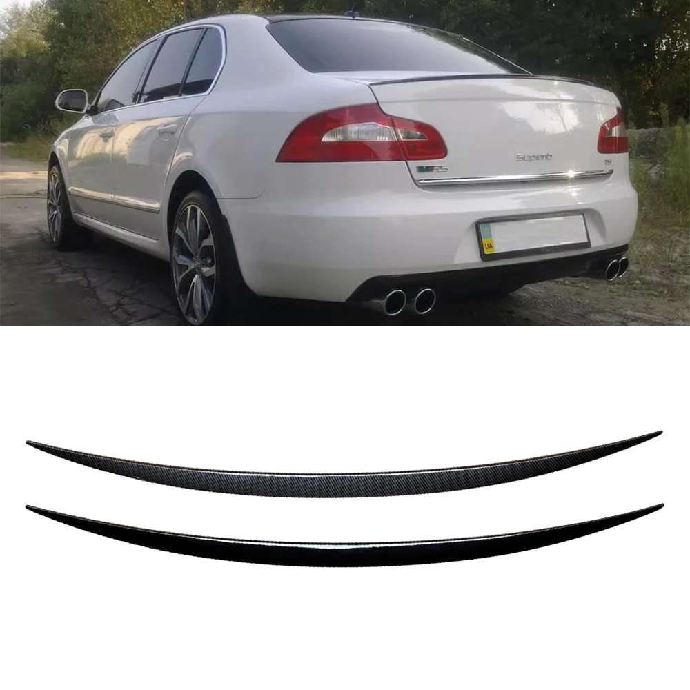 For Skoda Superb Roof Spoiler 2013-2015 Carbon Fiber Pattern Tail Trunk Boot Lip Wing Rear Spoiler Decoration Car Accessories