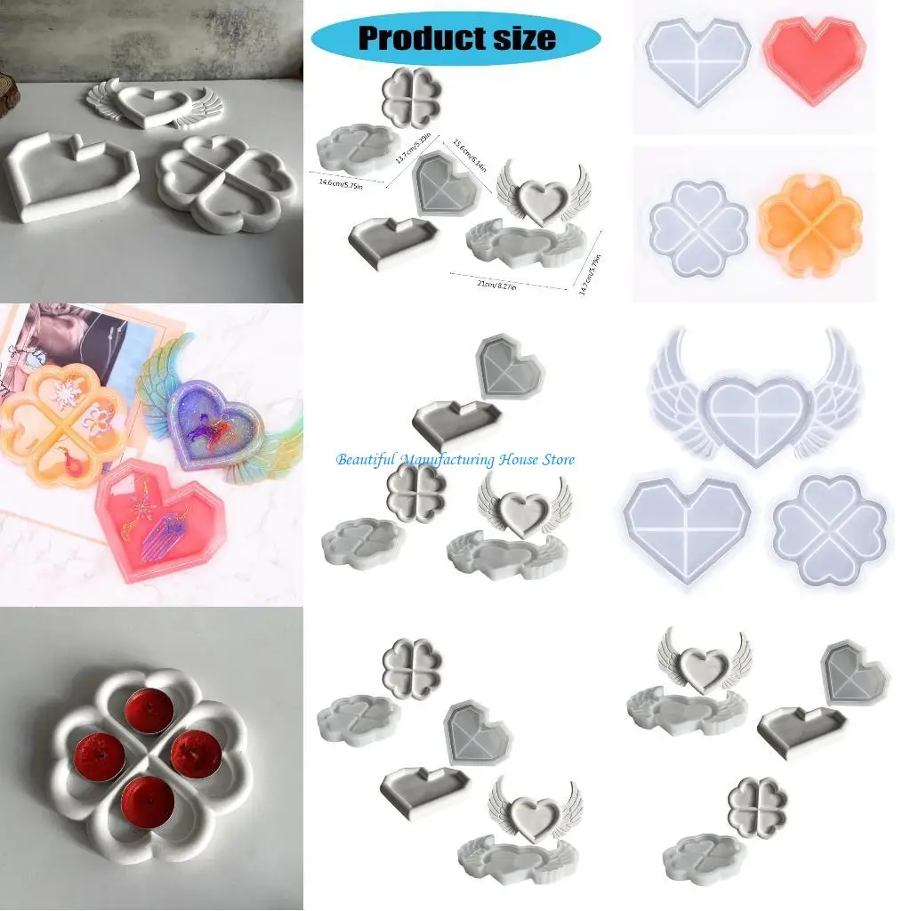 

E56A Силиконовая форма для подноса с клевером в форме сердца для энтузиастов своими руками для поделок из смолы и подарков