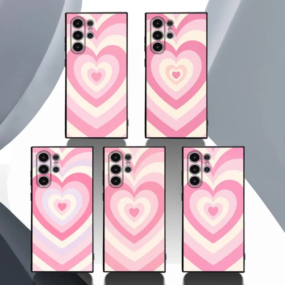 Latte Love Rose Pink Girl Phone Case For Samsung S20-S25 FE Plus Ultra TPU Soft Skin Friendly