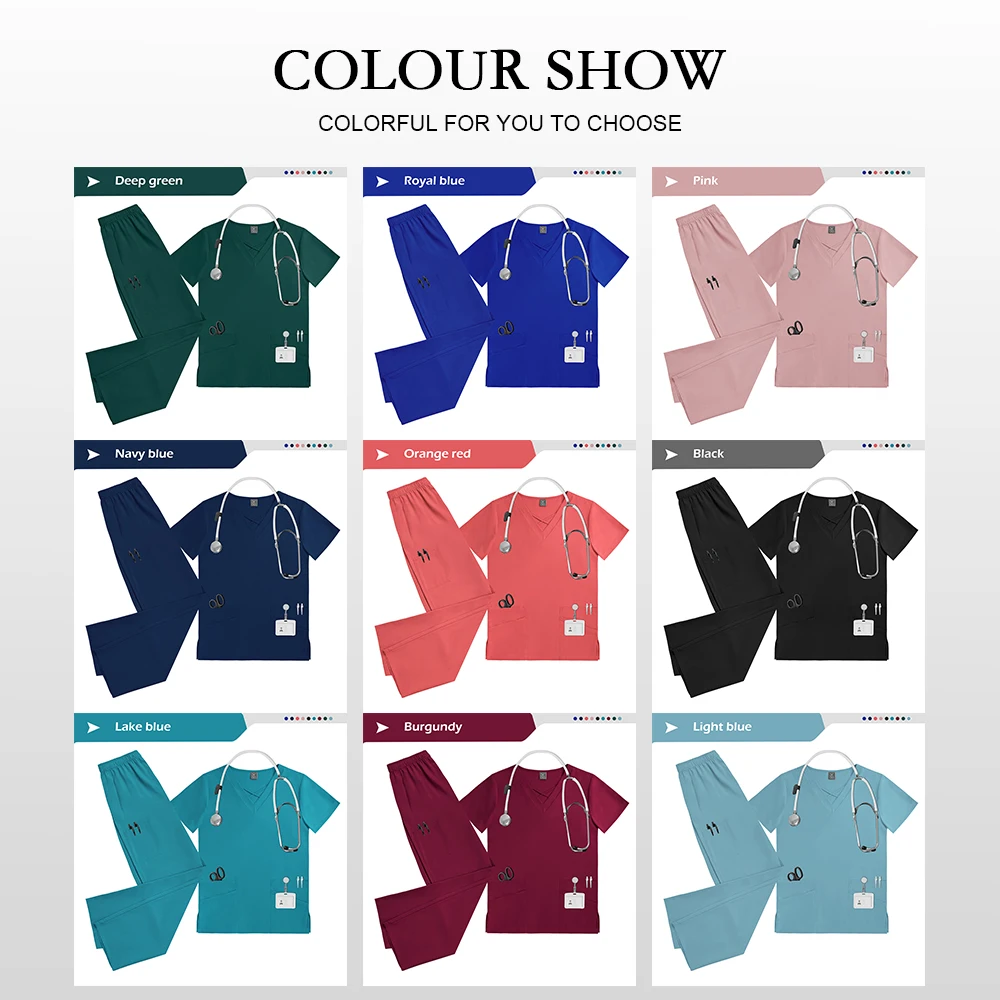 Wholesale Scrub Set Beauty Spa Uniform Nursing Articles Dentist Workwear Clinical Top Pants Hot Sales Workwear Surgical Uniforms