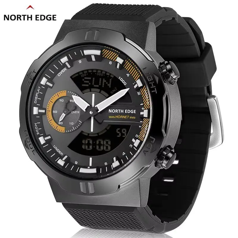 NORTH EDGE 2022 HORNET Men&#039;s Digital Watch Running Cycling Sports Watches Waterproof 50M World Time Speed Illuminator Wristwatch