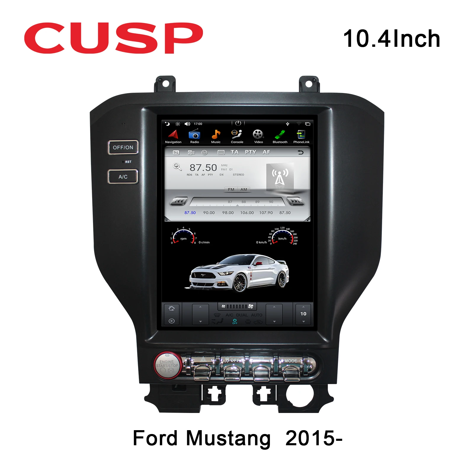 

CUSP DSP Carplay Tesla screen Android 10.4 inch Car Multmedia Player for Ford Mustang 2015-