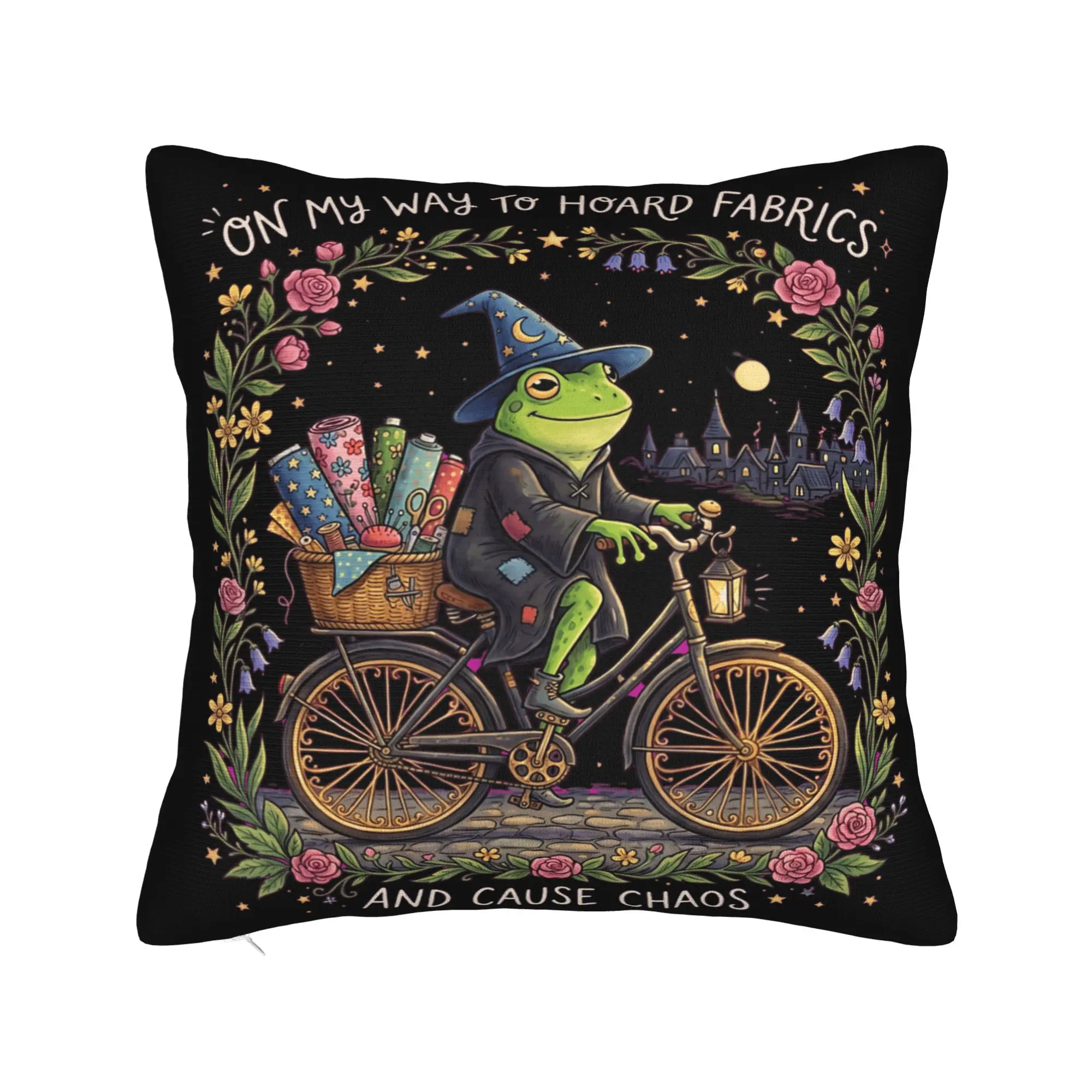On My Way to Hoard Fabrics and Cause Chaos Pillow Covers Product Printed Cushion Cover Pillow Case Cover Home Multiple Sizes