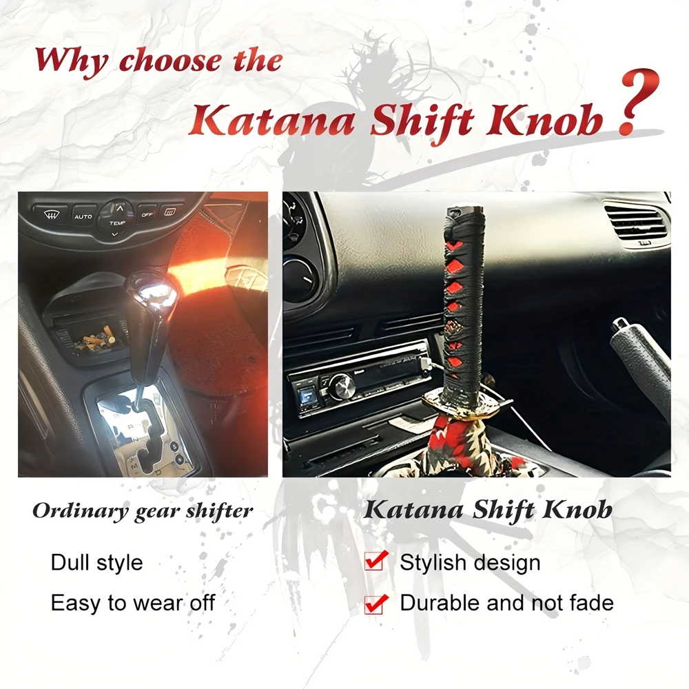 15/20/25CM Universelle Staubschutzkappen für Schaltknauf mit Adaptern, JDM Katana Samurai Schwert Schaltknauf, Schalthebel für Auto – Detail 2