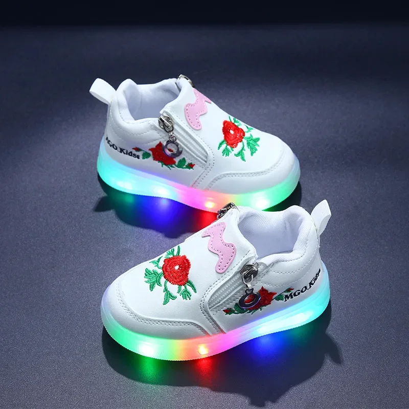 

2025 New Luminous Children's Sports Shoes Fashion Flower Children's LED light Shoes Girls' Casual Shoes 1-5 Years Old