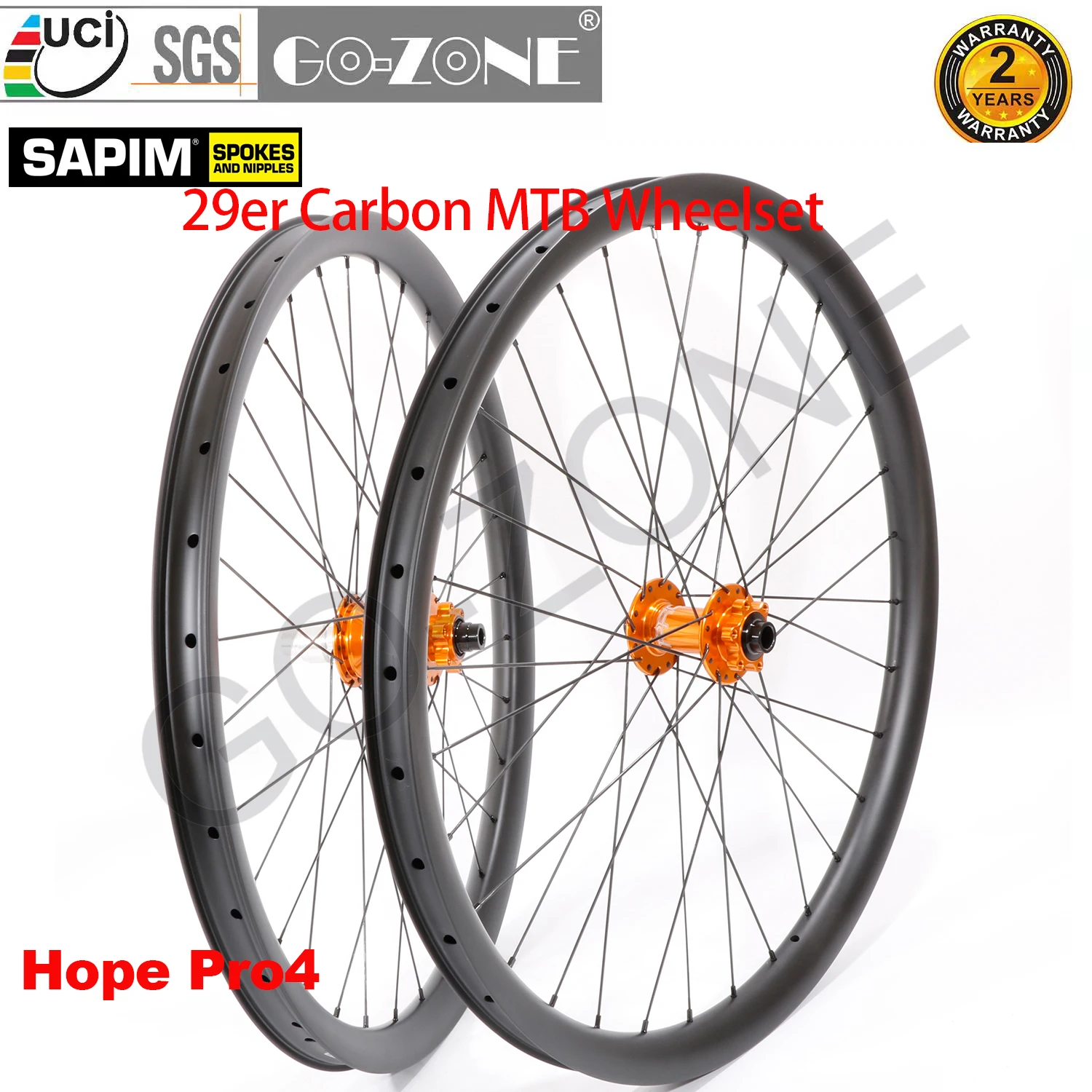 

29er Carbon MTB Wheels Hope Pro4 Sapim Multiple Specifications Tubeless Light Thru Axle / Quick Release / Boost MTB Wheelset 29