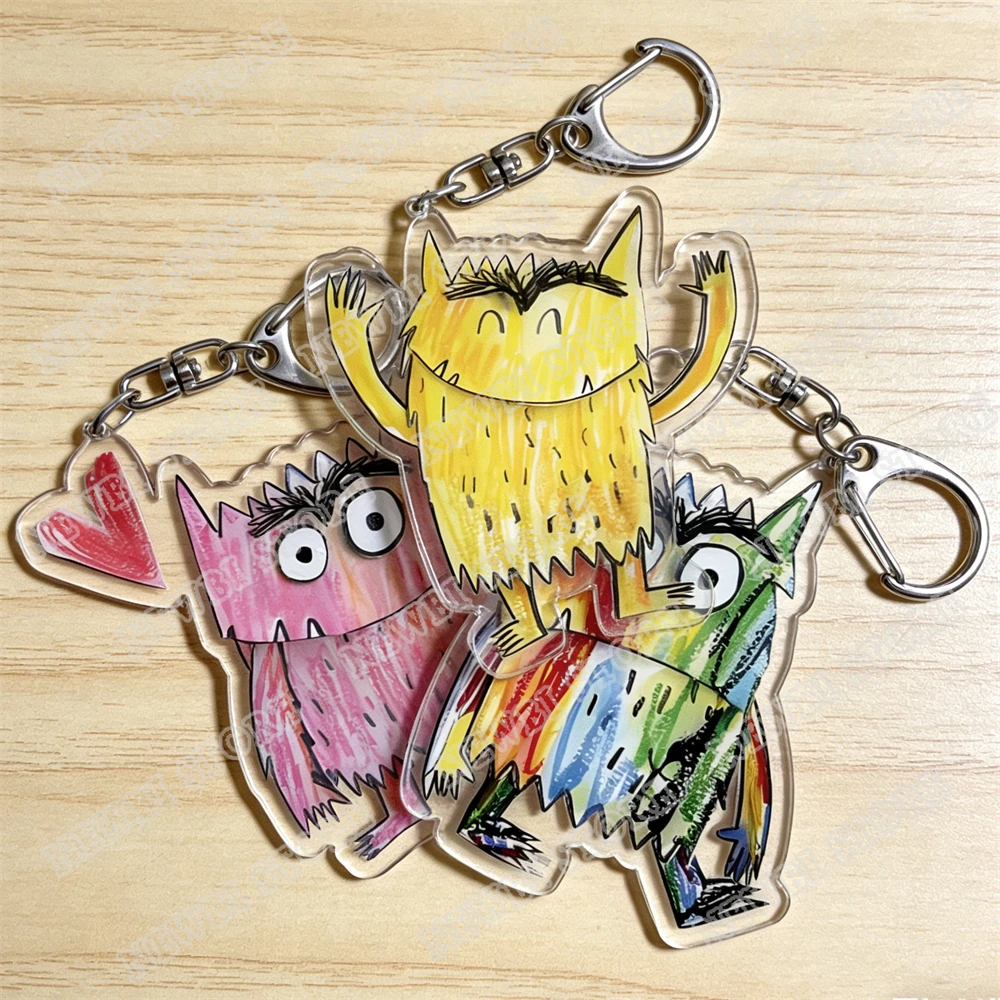 Llaveros de Monstruos Emocionales Coloridos y Adorables para Bolsos y Accesorios: Feliz, Triste, Aterrador, Enfuriado, Calmo, En Amor. Joyería y Regalos para Fans.