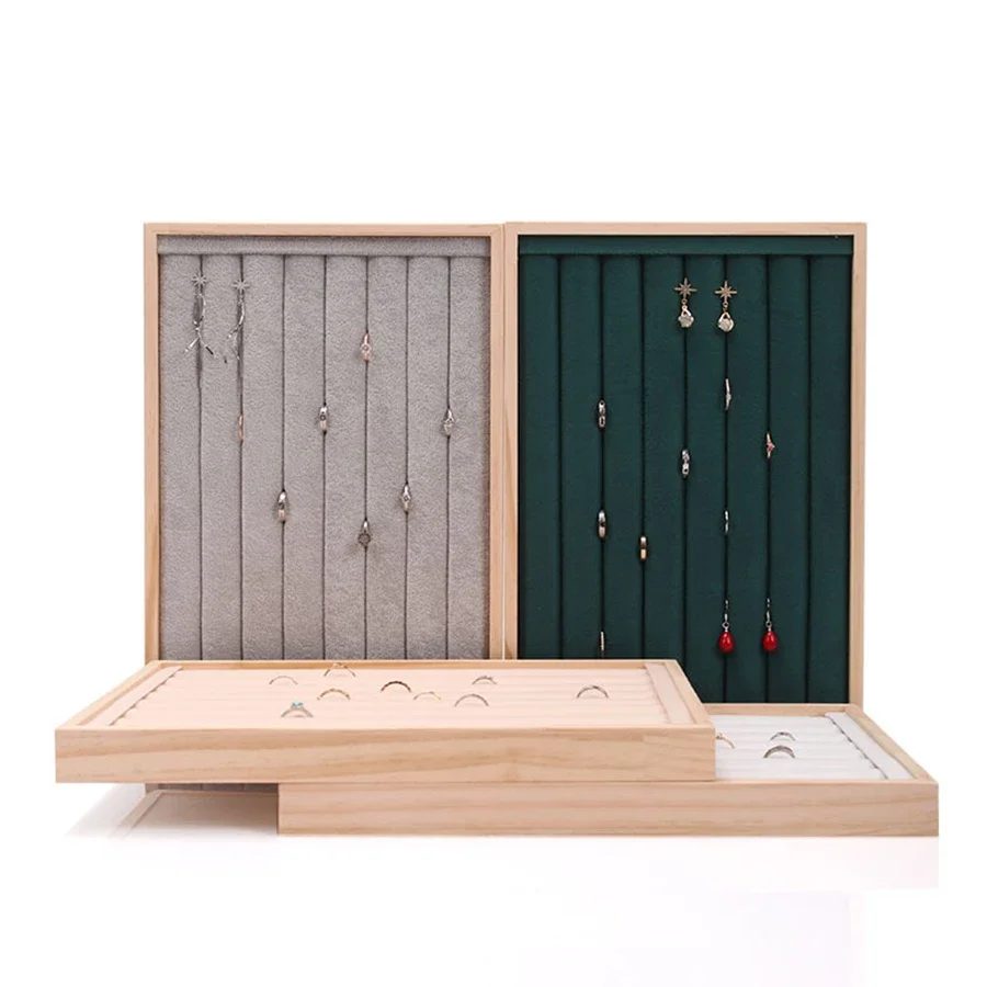 

1PCS Simple Wooden Multi-colour Ring Tray Earring Jewellery Storage Display Tray Ring And Earring Display Tray